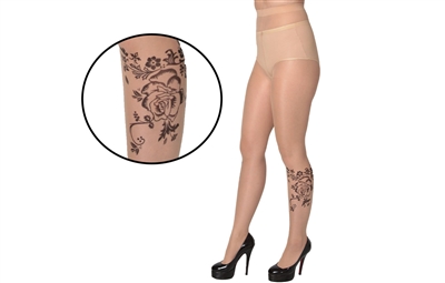 Wholesale Women's Tattoo Tights With Size Options (36 Pcs)