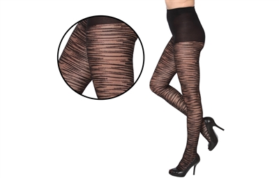 Wholesale Black Sheer Animal Stripe Beverly Rock Tights With Size Options (36 Pcs)