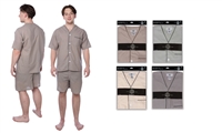 Wholesale Men's Pajama Set With Short Sleeves and Short Pants Assorted Color and Sizes (36 Pack)