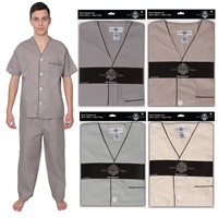 Wholesale Men's Pajama Set With Short Sleeves and Long Pants Assorted Colors and Sizes (36 Pack)