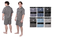 Wholesale Men's Pajama Set With Short Sleeve and Short Pants Assorted Colors and Sizes (36 Pack)