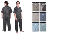 Wholesale Men's Pajama Set With Short Sleeves and Long Pants Assorted Colors and Sizes (36 Packs)