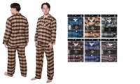 Wholesale Men's Flannel Pajama Set With Long Sleeves and Long Pants Assorted Colors and Sizes (36 Pack)