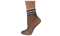 Wholesale Women's TipiToe Rugby Strip Fishnet Anklet Socks (180 Packs)