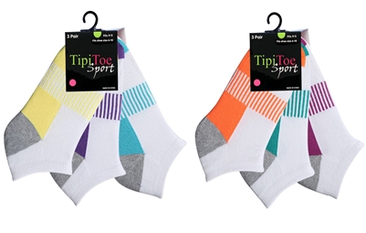 Wholesale Women's 3 Pack Cushion Sport Ankle Socks (60 Packs)