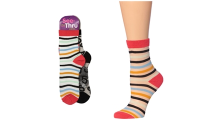 Wholesale Women's See Thru Anklet's Socks 2 Pair Per Pack (30 Packs)