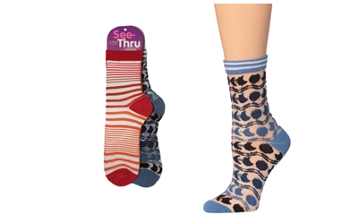 Wholesale Women's See Thru Anklet's Socks 2 Pair Per Pack (30 Packs)
