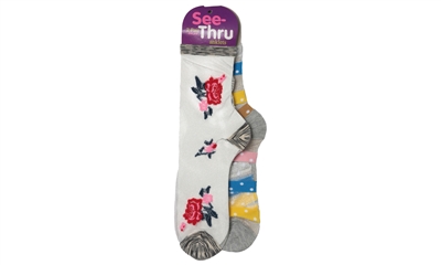Wholesale Women's See Thru Anklet's Socks 2 Pair Per Pack (30 Packs)