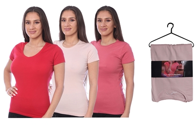 Wholesale Isadora Women's Super Soft Comfort Cotton T-Shirt 2pcs/pack - (18 Packs)