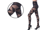 Wholesale Women's Geometric Rectangle Design Tights With Size Options (36 Pcs)