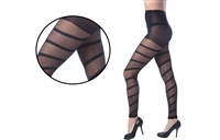 Wholesale Women's Spiral Pinstripe Pattern Footless Tights (36 Pcs)