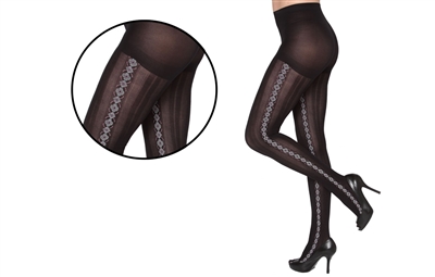 Wholesale Women's Diamond Stripe Down Side Tights With Size Options (36 Pcs)