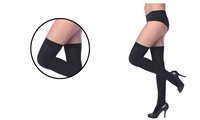 Wholesale Black Opaque Solid Wide Trim Thigh-High (120 Pcs)