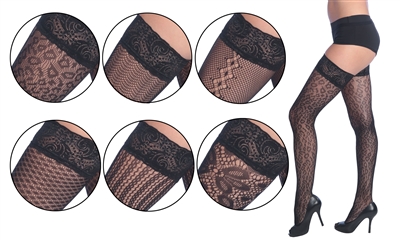 Wholesale Women's Thigh High Wide Lace Trim With Silicone (120 Pcs)