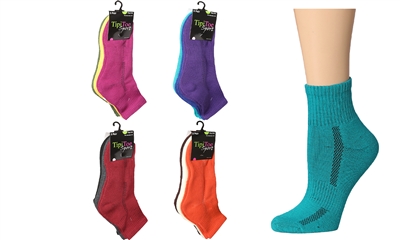 Wholesale Women's 3 Pack Cushioned Quarter Sock (60 Packs)