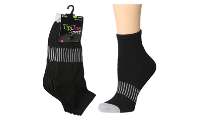 Wholesale Women's 3 Pack Cushioned Quarter Sock (60 Packs)