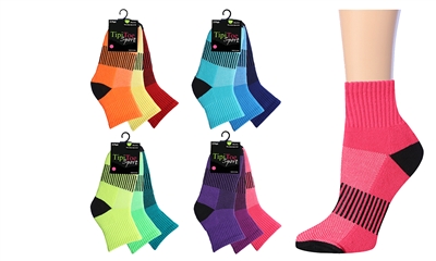 Wholesale Women's 3 Pack Cushioned Quarter Sock (60 Packs)