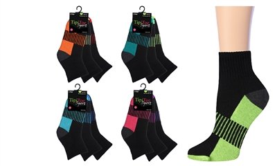 Wholesale Women's 3 Pack Cushioned Quarter Sock (60 Packs)