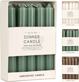 3asst Set Of 10 Dinner Candles 16cm