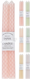 6asst Set Of 2 Chequered Taper Candles 25cm