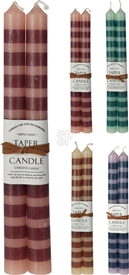 4asst Set Of 2 Stripe Taper Candles