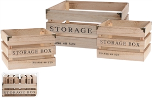 Set Of 3 Wood Storage Crates