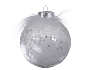 Shatterproof White Feather Bauble 8cm