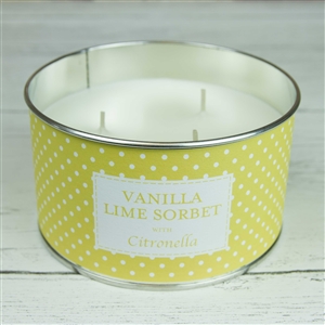 Triple Wick Polka Dot Candle in Glass Pot- Vanilla Lime Sorbet With Citronella