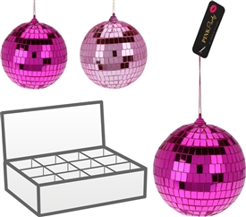 2asst Pink Disco Bauble 15cm