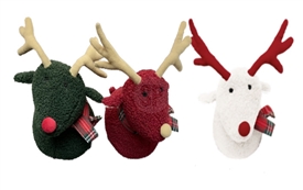 3asst Plush Reindeer Head Doorstop