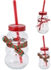 2asst Snowman Drinking Glass With Straw