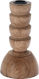 Medium Wooden Totem Candle Holder 15cm
