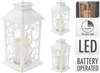 2asst LED Lantern With Timer - White