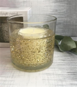 Scented LED Gel Candle - Gold Stars Amber Noir