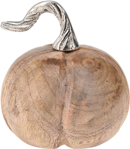 Mango Wood Pumpkin Decoration 11cm