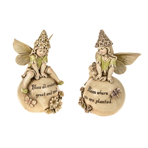 Fairy Sitting On Ball Ornament 2 Assorted 30cm