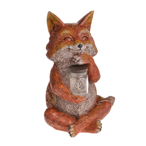 DUE JAN Country Living Fox With Solar Jar