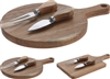 2asst Acacia Wood Board With Cheese Knife/Fork