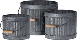 Set Of 3 Round Steel Planters