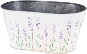 Oval Metal Planter With Embossed Floral Design 24cm