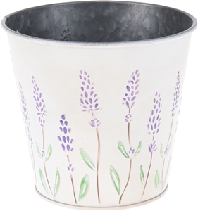Round Metal Planter With Embossed Floral Design 13cm