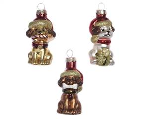 Glass Dog Baubles 3 Assorted SOLD IN 36s