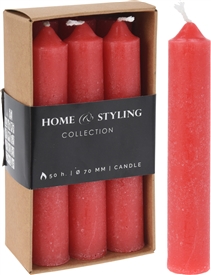 Pack Of 6 Dinner Candles - Red 12cm