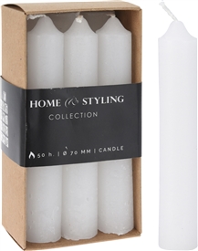 Pack Of 6 Dinner Candles - White 12cm