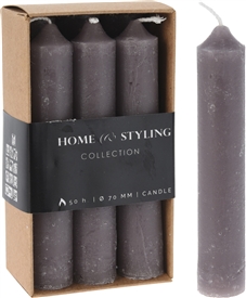 Pack Of 6 Dinner Candles - Gray 12cm