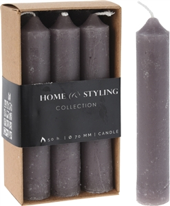 Pack Of 6 Dinner Candles - Gray 12cm