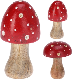2asst Standing Wooden Mushroom