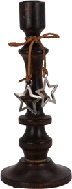 Candle Holder With Star - Black 30cm