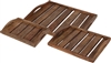 Set Of 3 Slated Wood Trays With Handles