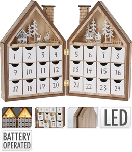 Wooden House Advent LED